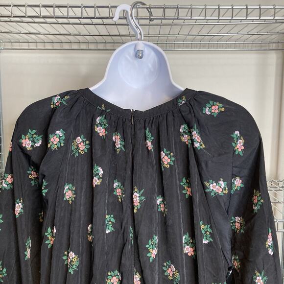 Zaikamoya‎ Women's Black Floral Midi Dress Size L Modest - Picture 9 of 11